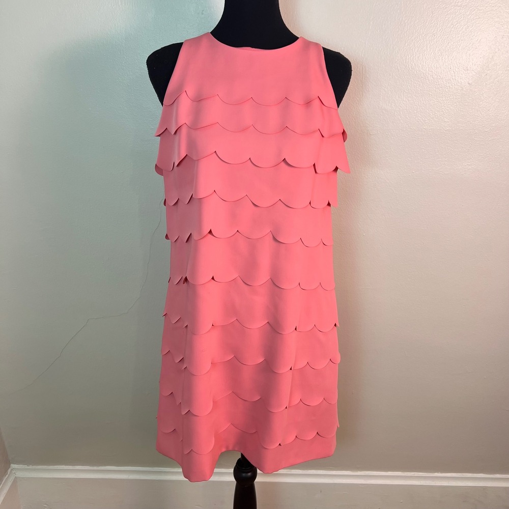White House Black Market Pink Scalloped Tiered Mini Dress